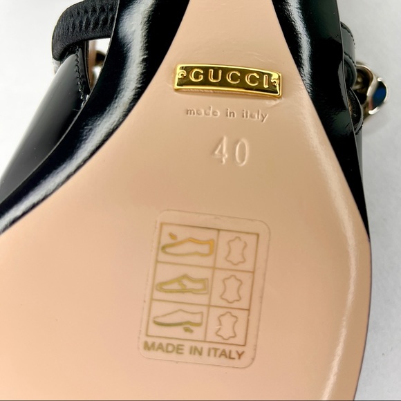 GUCCI Black Patent Leather Horsebit Chain Pumps Size 40 9.5 616596 Runway Shoe - Picture 13 of 16